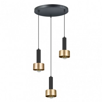Distribuidor - Lâmpadas Diversas | Lâmpadas Modernas | LAMPARA ALLENDE 3XE27 NEGRO/ORO REGX35X35 CM Ref: 153883016
